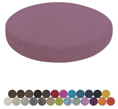 Lsjoaw Rund Sitzkissen Stuhlkissen 35 X 35 X 5CM(1 Pieces) Leinen Sitzpolster Abnehmbares Memory Schaum Runde Sitzauflage für Stuhl Bank Hocker Haus Küche Esszimmer Garten Büro,Helles Lila
