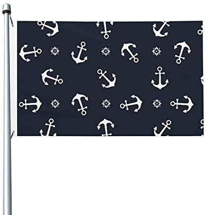 Flagge, 7,6 x 12,7 cm, doppelseitig, Muster von Ankern, Gartenflaggen, Banner-Dekoration für Innen- und Außenbereich