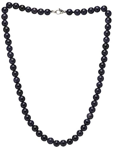 Handgemachte Herren Perlenkette Kette Tigerauge Onyx Grau Achat Jaspis | 8MM Natürliche Edelsteine Heilung Kristallschmuck (Blauer Sandstein)