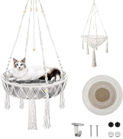Ruiqas Boho Hängende Katze Hängematte Hand gewebt Hängende Katze Wurf Haustier Swing Bett Indoor und Outdoor Verwendung