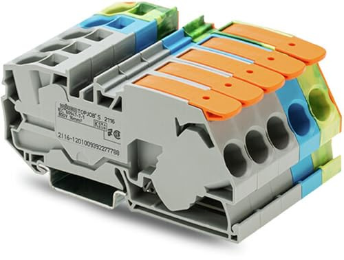 Drehstromset; mit orangefarbener Abschlussplatte; mit 2-Leiter-Reihenklemmen; mit Hebel und Betätigungsöffnung; 16 mm²; Push-in CAGE CLAMP®; 16,00 mm²; grau/blau/grün-gelb