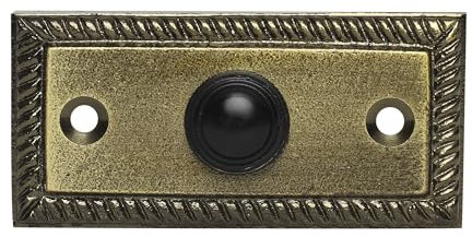 Skandh Iron Doorbell Chime Push Button Antique Brass Powder Coated Vintage Decorative Door Bell with Easy Installation 3.1 X 1.5 Inch