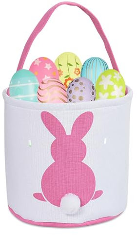 Capgoost Osterhasen Taschen, Osterkörbchen Kinder Osterhasen Tüten, Ostern Geschenktasche, Osternester zum Befüllen, Osterkörbchen mit Henkel, Osterkorb Kinder für Ostergeschenke Ostern Eier(Rosa)
