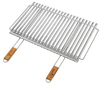 Ompagrill Griglie per Barbecue della Marca Modello Griglia Barbecue B26740 Biologica con Recupero Grassi Cromo