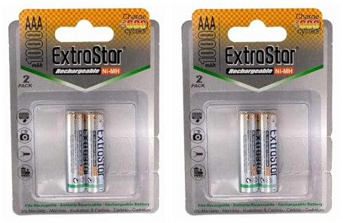 Lot de 4 Piles AAA Rechargeables, Batterie en Ni-Mh 1,5 V, Batterie Extra durée maximale de 600 Cycles de Charge