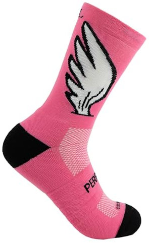 PERRO LOCO CLOTHES Chaussettes RUNNING avec ailes pour homme et femme. Anti-ampoule, anti-odeur, compression, sans couture. (FR/ES, Numérique, 43, 45, Taille normale, Taille normale, Rose)