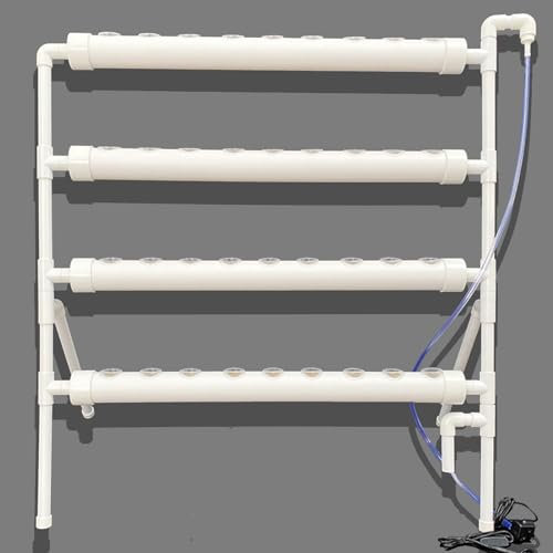 4 Rohre Hydroponic Grow Kit mit 36 Pflanzstellen, PVC Erdlose Pflanzenanbau-Systeme Hydroponische Anzuchtsets für Den Anbau Von Gemüse Und Obst auf Balkonen Garten Terrasse Höfen (Stehender Typ)