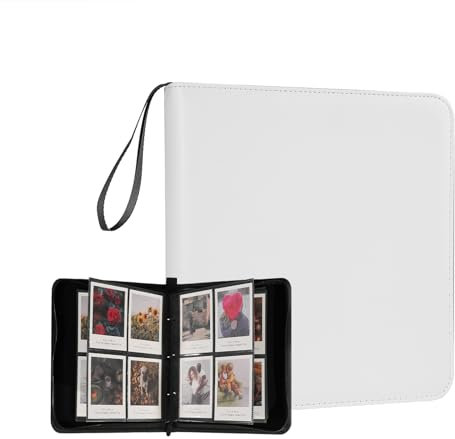 GOLDBARLEY 240 Pockets Portable Binder Large Photo Album Book For i-Type Square Polaroid Photos and Instax Wide Film Pictures (White), 240314A-SQ