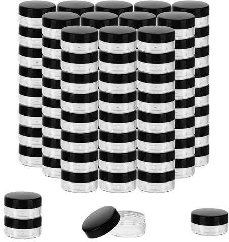 JOIKIT 100 PCS 10g/10ml Plastic Sample Pots, Small Plastic Pot Jars with Lids, Mini Sample Container for Make Up Storage, Travel