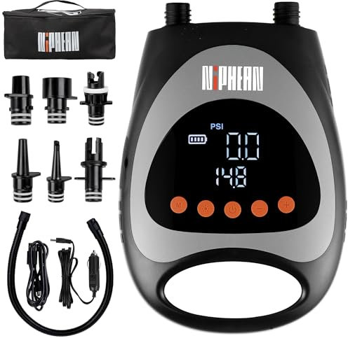 Niphean SUP Pumpe Elektrisch, Elektrische Luftpumpe mit Auto-Abschaltung, Akku Luftpumpe für Aufblasen&Kompression, Luftpumpe Elektrisch mit eingebautem Akku,20PSI Hochdruck Elektrische Luftpumpe Akku
