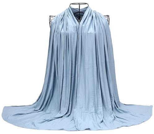 Ever Bloom Kopftuch Damen Hijab für muslimische Frauen lang- Muslim Kopfbedeckung Schal Atmungsaktiv - Premium 190 x 70 cm, Schal Farben:New Blau