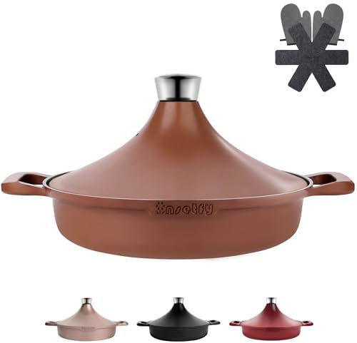 INSETFY Antihaftbeschichtete Bratpfanne/Bratpfanne, 27,9 cm, 3QT Tajine-Pfanne, Aluminiumgusspfannen mit Deckel, Herd/Ofen-zu-Tisch, Kochgeschirr, spülmaschinenfest und kompatibel mit allen Herdarten