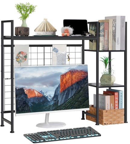 NOVIMANGO 3-Tier Schreibtischregal mit offenem Fach, Mehrzweck-Tisch Organizer, Verstellbarer Regal, Büro Organizer Schreibtisch, Heimdekoration für Zuhause, Schreibtisch-Stall