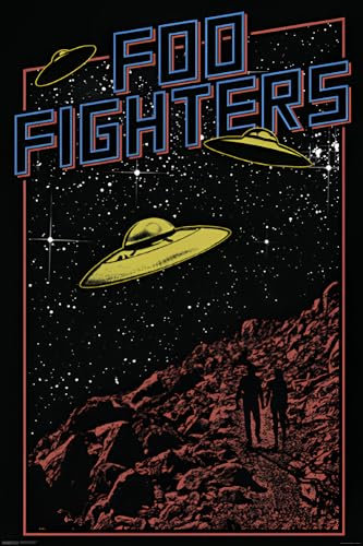 BUY ART FOR LESS Offiziell lizenziertes Foo Fighters – UFO-Kunstposter – 61 x 91 cm – dekorativer Druck – Posterpapier – fertig zum Rahmen