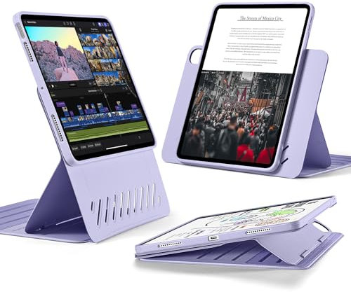 ESR for iPad Air 11 Inch Case (M3, 2025/M2, 2024), iPad Air 6th/5th/4th Generation Case, Removable Magnetic Cover, Adjustable Portrait/Landscape Stand with Raised Screen View, Light Purple