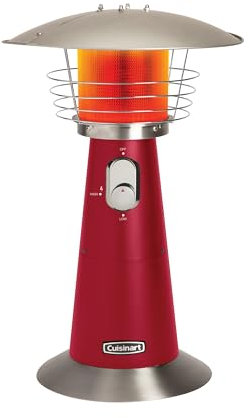 Cuisinart COH-513 Chauffage de table portable au propane pour extérieur 11 000 BTU avec interrupteur d'inclinaison de sécurité et protection d'écran du brûleur, plage de chaleur du pied de 30 m²,