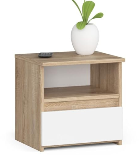Home Collective Kommode mit 1 Schublade Kommode Schlafzimmer Flur Wohnzimmer Organizer Kommode 40 cm breit 40 cm hoch | Sonoma-weiß Holz Highboard Sideboard Mehrzweckschrank Schrank schmal