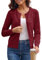 GRACE KARIN Women's Long Sleeve Button Up Cable Knit Cardigan Lightweight 2025 Crewneck Button Down Sweaters for Women, Wine Red, M