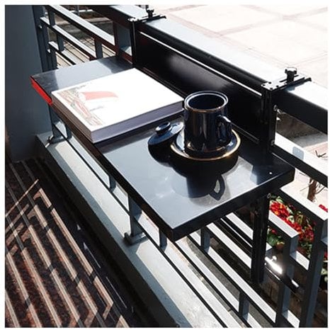 Balcone esterno appeso pieghevole in metallo per ringhiera nero (L80*W30cm)