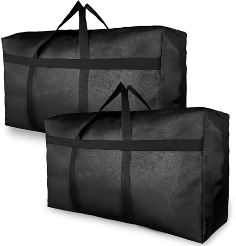 Aufbewahrungstasche XL 130L, 2 Suck Robuste Oxford Große Tasche, Wasserdichte Umzugstaschen mit Doppelreißverschluss, Schultergurt, Verstärkten Griffen,zur Unterbett, Bettdecken und Reise (130L)