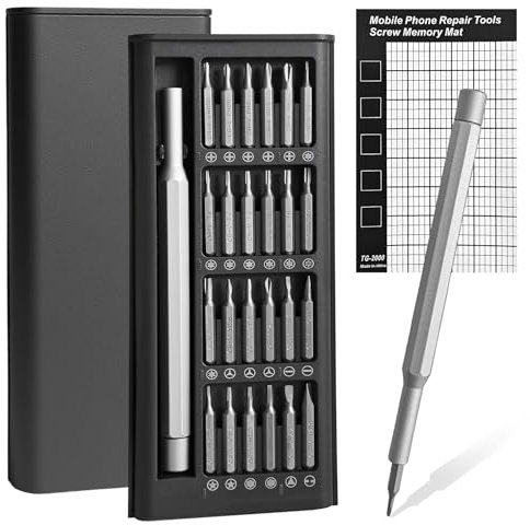 Set Cacciaviti Precisione, 25 in 1 Magnetici Kit Cacciaviti Precisione, Mini Cacciavite di Precisione per Occhiali, Orologio, iPhone, iPad, Switch, PS4, PS5, PC, Laptop, Macbook, Orologiaio