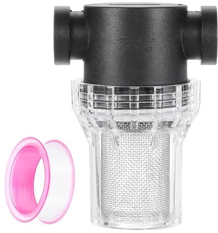sourcing map Pressure Washer Filter 1/2 NPT Female Thread, Inline Mesh Strainer Attachment, Stainless Steel Screen with Sealant Tape for Outdoor Gardening Inlet Water (Size:20 Mesh)