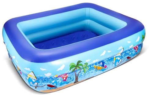 Piscina Hinchable, 110 x 83 x 34 CM Piscina Hinchable Infantil, Piscina Inflable Infantil, Piscina Hinchable Bebe, Piscina Rectangular para Jardín Interior Exterior