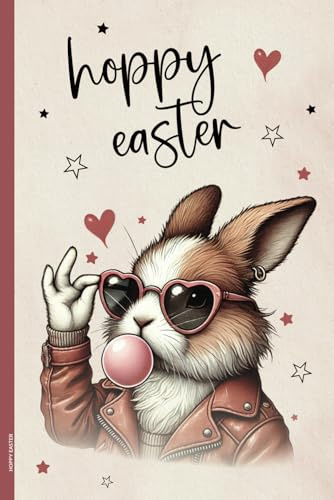 HOPPY EASTER: Osterhase Buch für Notizen und Skizzen A5 Notizbuch Dot Grid cooles Ostermotiv auf Tagebuch Schreibheft und Schulheft praktisch für Skizzen und Zeichnungen kleines Geschenk Ostern