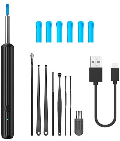 PQETBV Otoscopio, 3,5mm Otoscopio Limpiador de Oídos con 6 LED Kit de Limpiador de Oídos, Otoscopio Removedor de Cerumen para Eliminación de Cerumen para iPhone, Tabletas y Android