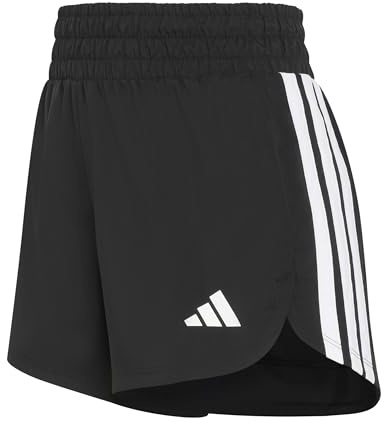 adidas Damen Pacer Workout Woven High Rise Shorts, Black/White, XXL 5 inch