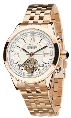 TIME100 automatik Uhr Herren,Selbstaufzug mechanisches Uhrwerk,30-50Meter wasserdicht Echtes Lederband/Edelstahlarmband Atmungsaktiv und bequem,Skelett Uhren für Männer,Gift for Men