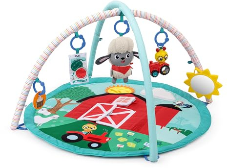 Ingenuity Baby Einstein Farm Explorers Happy Harvest Touch & Feel Baby Play Gym & Mat with 5 Removable Toys, 20+ Songs & Sounds, Ages 0+ Months