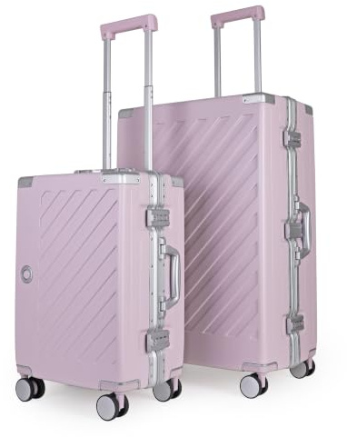 JLY Carry-On & Check-in Suitcase Set, Hardshell, Zipperless, Purple | Covestro polycarbonate, matte finish, 2 TSA locks each case, dividers with clasps, matching set