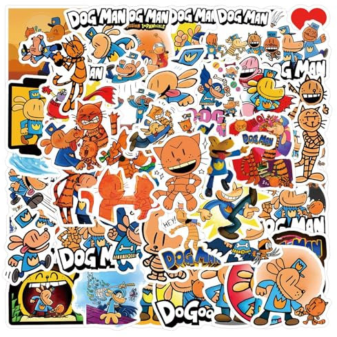 110pcs Dog Man Stickers, Cute Funny Cartoon Stickers, Vinyl Waterproof Decals for Laptop Luggage Skateboard, Kids and Teens