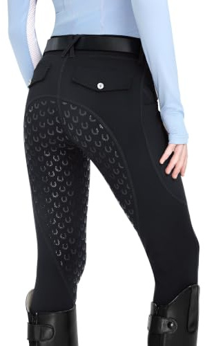 FitsT4 Sports Kinder Winter Reitleggings Winterreithose Silikon Vollbesatz Thermo Reithose Mädchen mit Gürtelschlaufenund Taschen