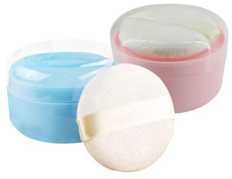 VINTORKY 2pcs Baby Talcum Powder Puff and Container Set with Gentle Sponge and Abs Material, Portable Powder Puff Storage Case for Infant Body Grooming with Non-Deformation and Delicate