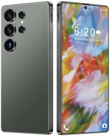 ULUCAN Smartphone S26 Ultra con penna integrata, telefono cellulare Android Dual SIM 5G, cellulari senza SIM, versione globale, schermo intero da 7,3 pollici, 8000 mAh,Green-1TB
