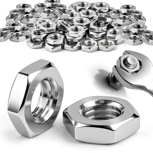 qjuwhua 15 Stück M10 Muttern Sechskantmutter DIN 439 Edelstahl A2 V2A Halbmuttern Flachmuttern Hex Nut Niedrige Form für Schrauben Unterlegscheiben Gewindestangen Holz Maschinen und Möbelherstellung