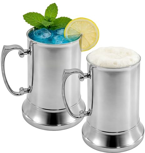 yaenoei 2 Packs 20 OZ Double Walled Stainless Steel Beer Stein