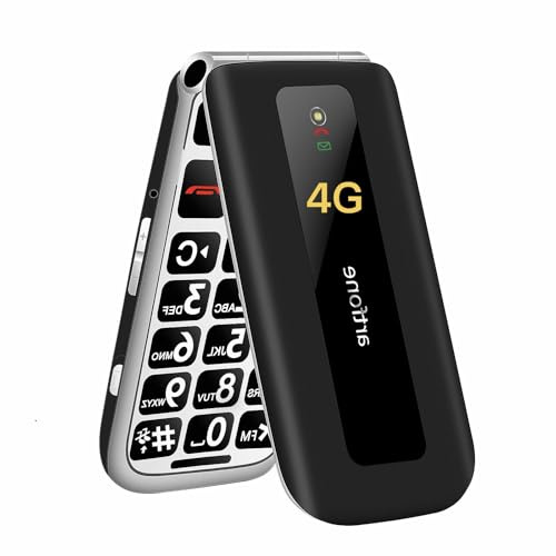artfone F30 4G Seniorenhandy Klapphandy Ohne Vertrag, Großtasten Mobiltelefon, 2,4 Zoll Farbdisplay, SOS Notruftaste, Ladestation, Handy für Senioren, FM Radio, 1300mAh Akku, Sprachansage - Schwarz