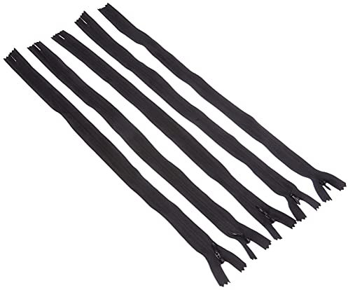 Leduc Cerniera invisibile, in plastica, Nero, 40 cm, Confezione da 5
