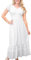 Anna-Kaci Peasant Maiden Boho Inspired Cap Sleeve Lace Trim Dress White, M