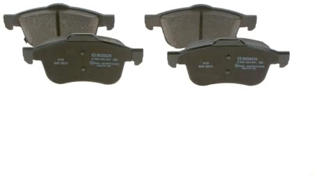 Bosch BP1975 - Brake Pads Car Front Axle - 1 Set of 4 Pads | Bosch Quality - Reduced Noise and Dust - ECE-R90 Certified - Copper-Free