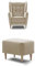 Traumnacht bequemer und moderner Ohrensessel Karl + Fusshocker, beige