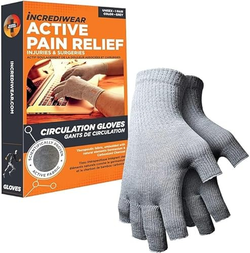 Incrediwear Guanti da circolazione senza dita Guanti per artrite, grigio (S)