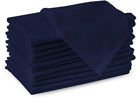 Encasa XO Baumwollstoffservietten | 12er-Set | Größe 43x43 cm | Scotch Blue Volltonfarbe | Waschmaschinenfest