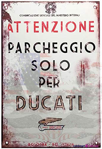 TSOSK Plaque en métal rétro style Ducati Parking Only italien, grotte, bar, club, maison - 20,3 x 30,5 cm
