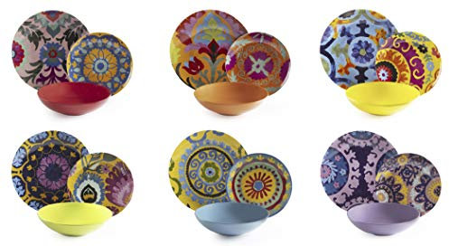 Excelsa New Delhi - Juego de platos de 18 piezas, porcelana