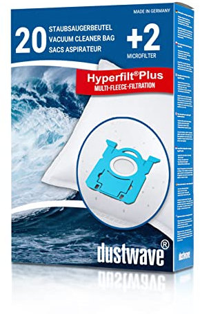 Dustwave® 20 Sac d'aspirateur pour Philips FC8241/09 PowerGo FC 8241/09 - très efficace avec fermeture hygiénique & Microfiltre - Made in Germany