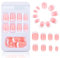 PROUSKY 24 Pieces French Tip False Nails,12 Different Sizes Black Stick on Manicure Nails Artificial Acrylic Short Square Fake Full Cover, Girl (Pink)